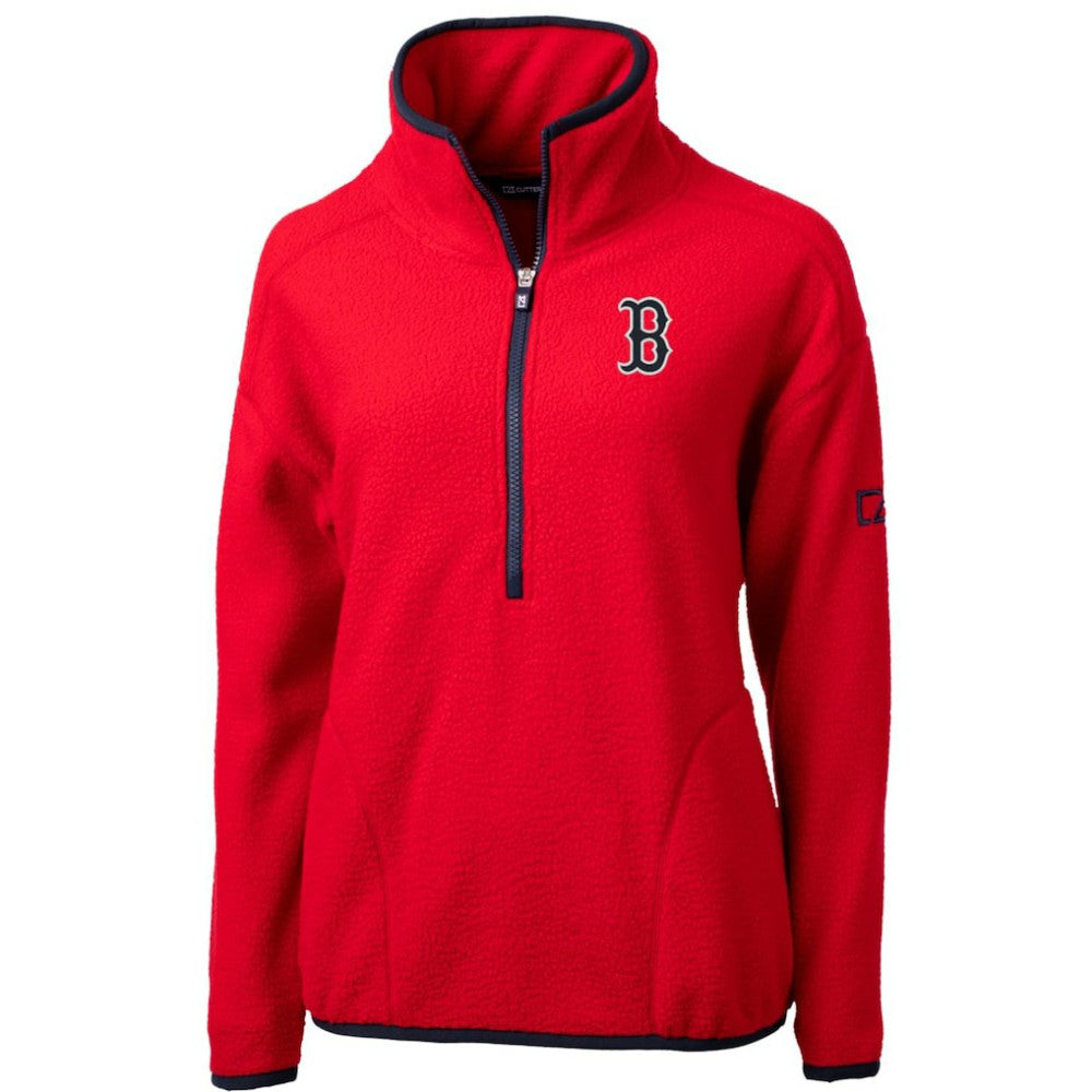 Boston Red Sox Cutter & Buck Women's Cascade Eco Sherpa Fleece Quarter-Zip Pullover Jacket - Red