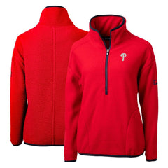 Philadelphia Phillies Cutter & Buck Women's Cascade Eco Sherpa Fleece Quarter-Zip Pullover Jacket - Red