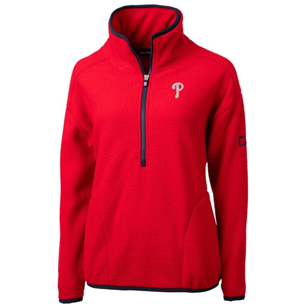 Philadelphia Phillies Cutter & Buck Women's Cascade Eco Sherpa Fleece Quarter-Zip Pullover Jacket - Red