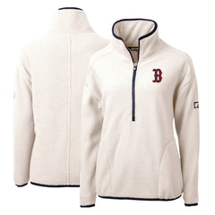 Boston Red Sox Cutter & Buck Women's Cascade Eco Sherpa Fleece Quarter-Zip Pullover Jacket - White/Navy