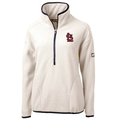 St. Louis Cardinals Cutter & Buck Women's Cascade Eco Sherpa Fleece Quarter-Zip Pullover Jacket - White/Navy