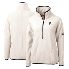 Detroit Tigers Cutter & Buck Women's Cascade Eco Sherpa Fleece Quarter-Zip Pullover Jacket - White/Navy
