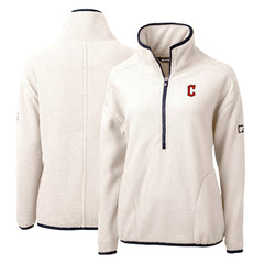 Cleveland Guardians Cutter & Buck Women's Cascade Eco Sherpa Fleece Quarter-Zip Pullover Jacket - White/Navy