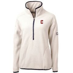 Cleveland Guardians Cutter & Buck Women's Cascade Eco Sherpa Fleece Quarter-Zip Pullover Jacket - White/Navy