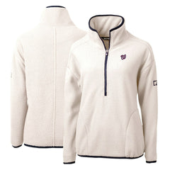 Washington Nationals Cutter & Buck Women's Cascade Eco Sherpa Fleece Quarter-Zip Pullover Jacket - White/Navy