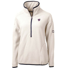 Washington Nationals Cutter & Buck Women's Cascade Eco Sherpa Fleece Quarter-Zip Pullover Jacket - White/Navy