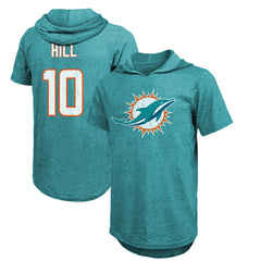 Tyreek Hill Miami Dolphins Majestic Threads Player Name & Number Short Sleeve Hoodie T-Shirt - Aqua outlet