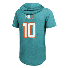 Tyreek Hill Miami Dolphins Majestic Threads Player Name & Number Short Sleeve Hoodie T-Shirt - Aqua outlet