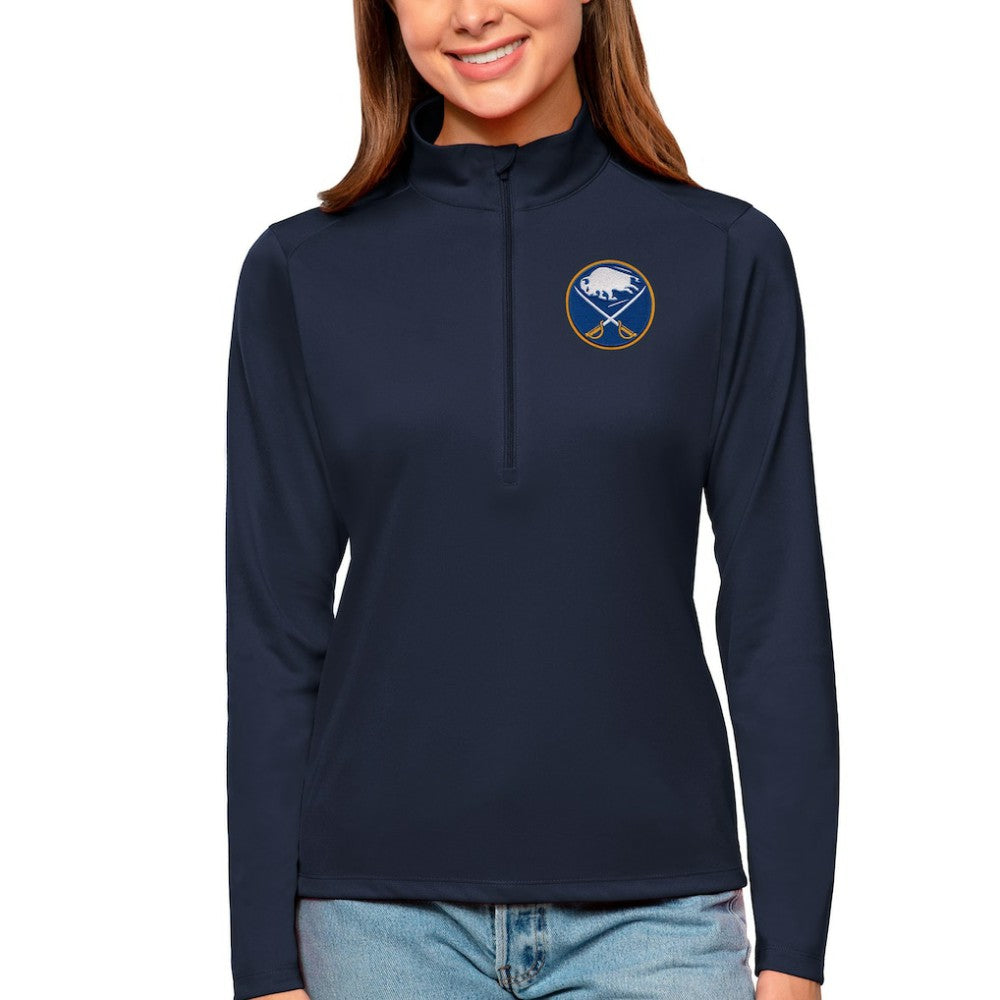 Buffalo Sabres Antigua Women's Tribute Quarter-Zip Pullover Top Navy