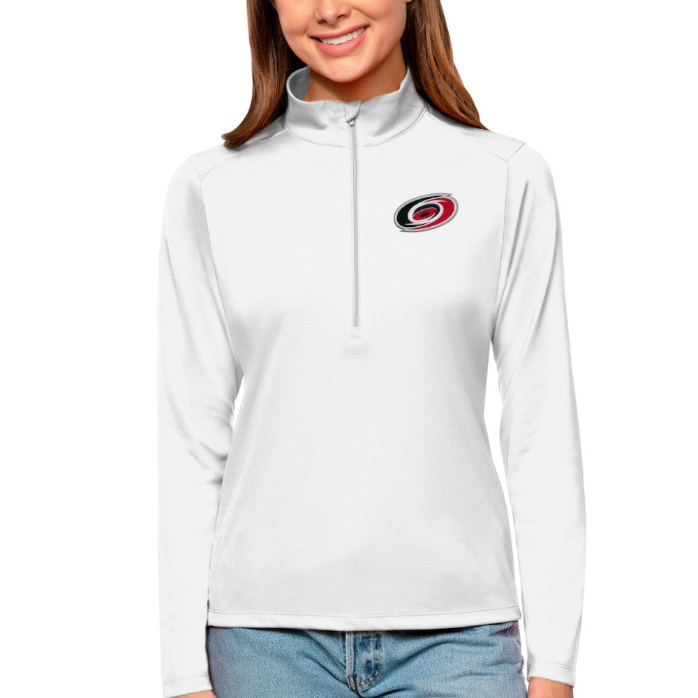Carolina Hurricanes Antigua Women's Tribute Quarter-Zip Pullover Top White