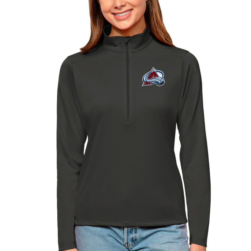 Colorado Avalanche Antigua Women's Tribute Quarter-Zip Pullover Top Charcoal