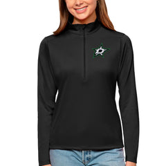 Dallas Stars Antigua Women's Tribute Quarter-Zip Pullover Top Black