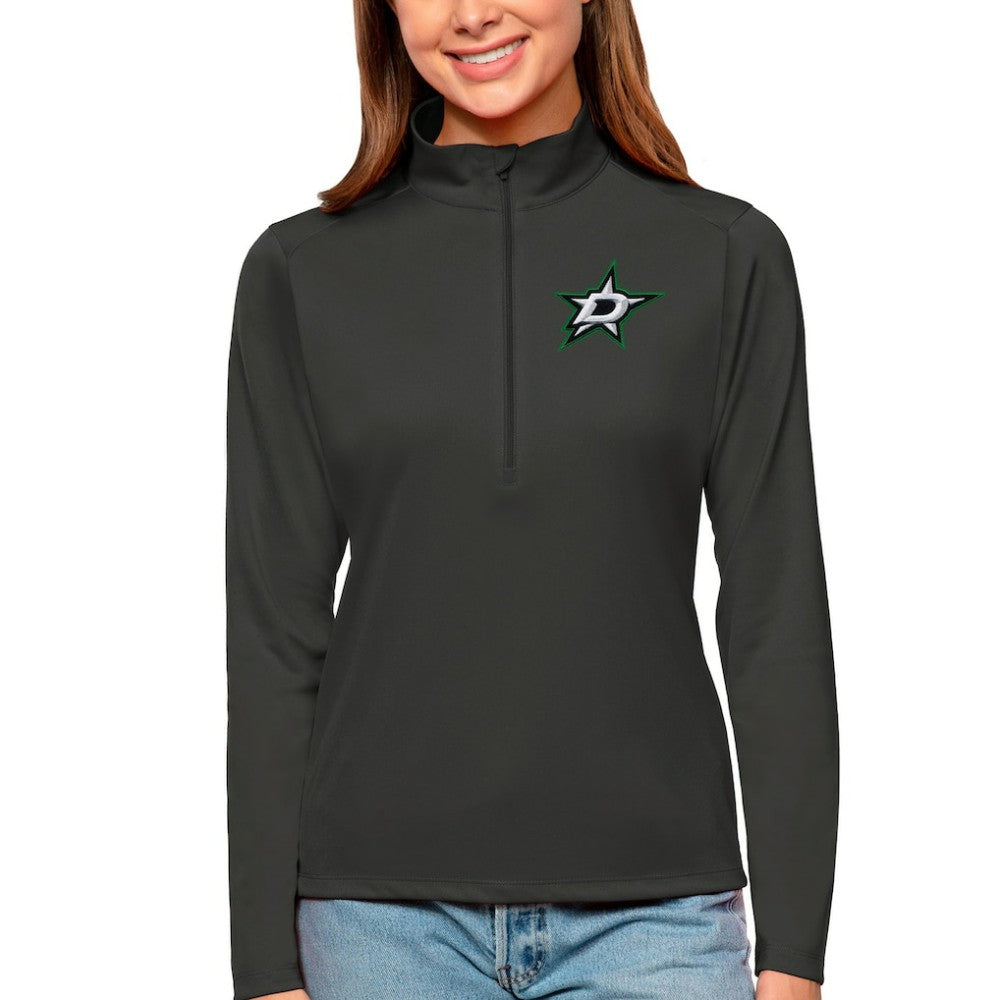 Dallas Stars Antigua Women's Tribute Quarter-Zip Pullover Top Charcoal