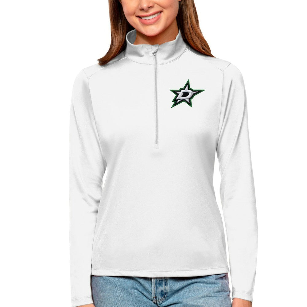 Dallas Stars Antigua Women's Tribute Quarter-Zip Pullover Top White
