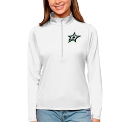 Dallas Stars Antigua Women's Tribute Quarter-Zip Pullover Top White