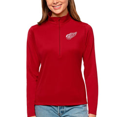 Detroit Red Wings Antigua Women's Tribute Quarter-Zip Pullover Top Red