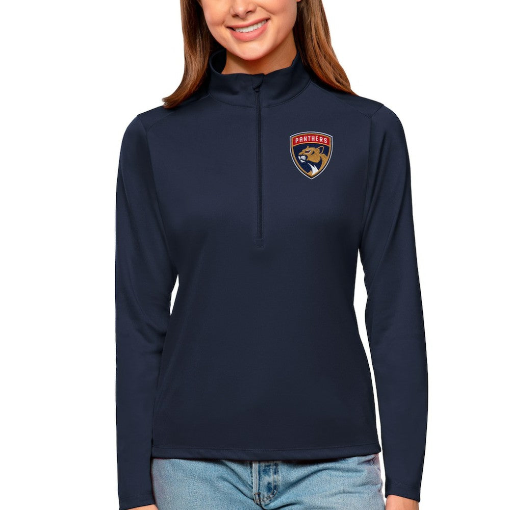 Florida Panthers Antigua Women's Tribute Quarter-Zip Pullover Top Navy
