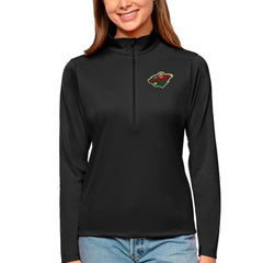 Minnesota Wild Antigua Women's Tribute Quarter-Zip Pullover Top Black