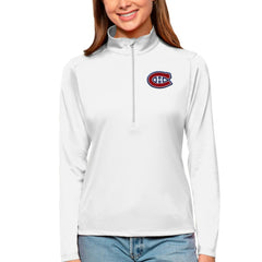 Montreal Canadiens Antigua Women's Tribute Quarter-Zip Pullover Top White