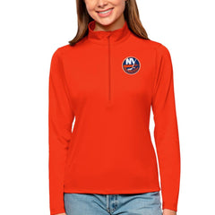 New York Islanders Antigua Women's Tribute Quarter-Zip Pullover Top Orange