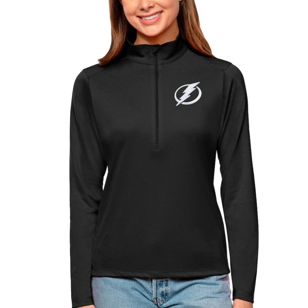 Tampa Bay Lightning Antigua Women's Tribute Quarter-Zip Pullover Top Black