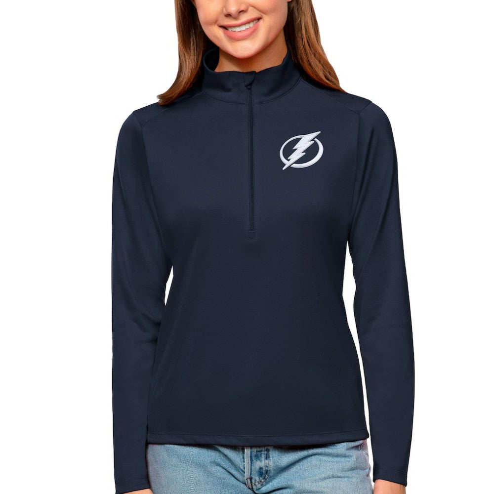 Tampa Bay Lightning Antigua Women's Tribute Quarter-Zip Pullover Top Navy