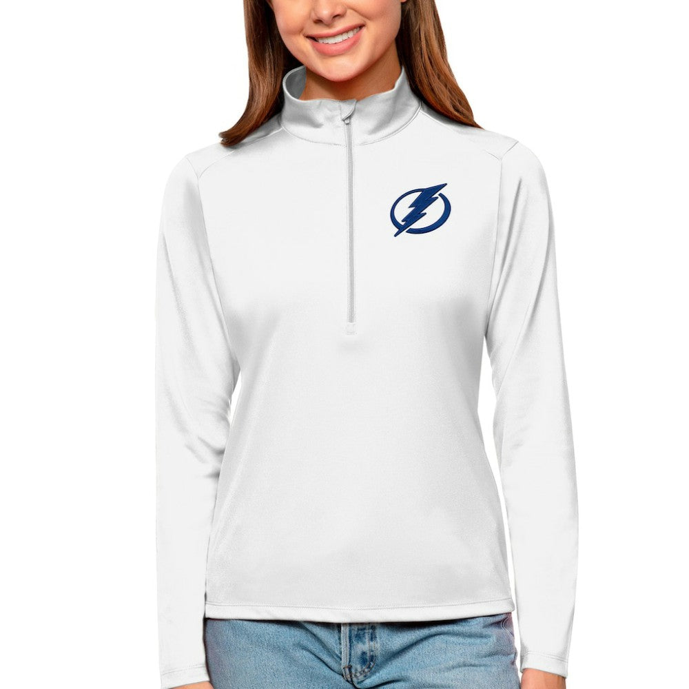 Tampa Bay Lightning Antigua Women's Tribute Quarter-Zip Pullover Top White