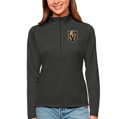 Vegas Golden Knights Antigua Women's Tribute Quarter-Zip Pullover Top Charcoal