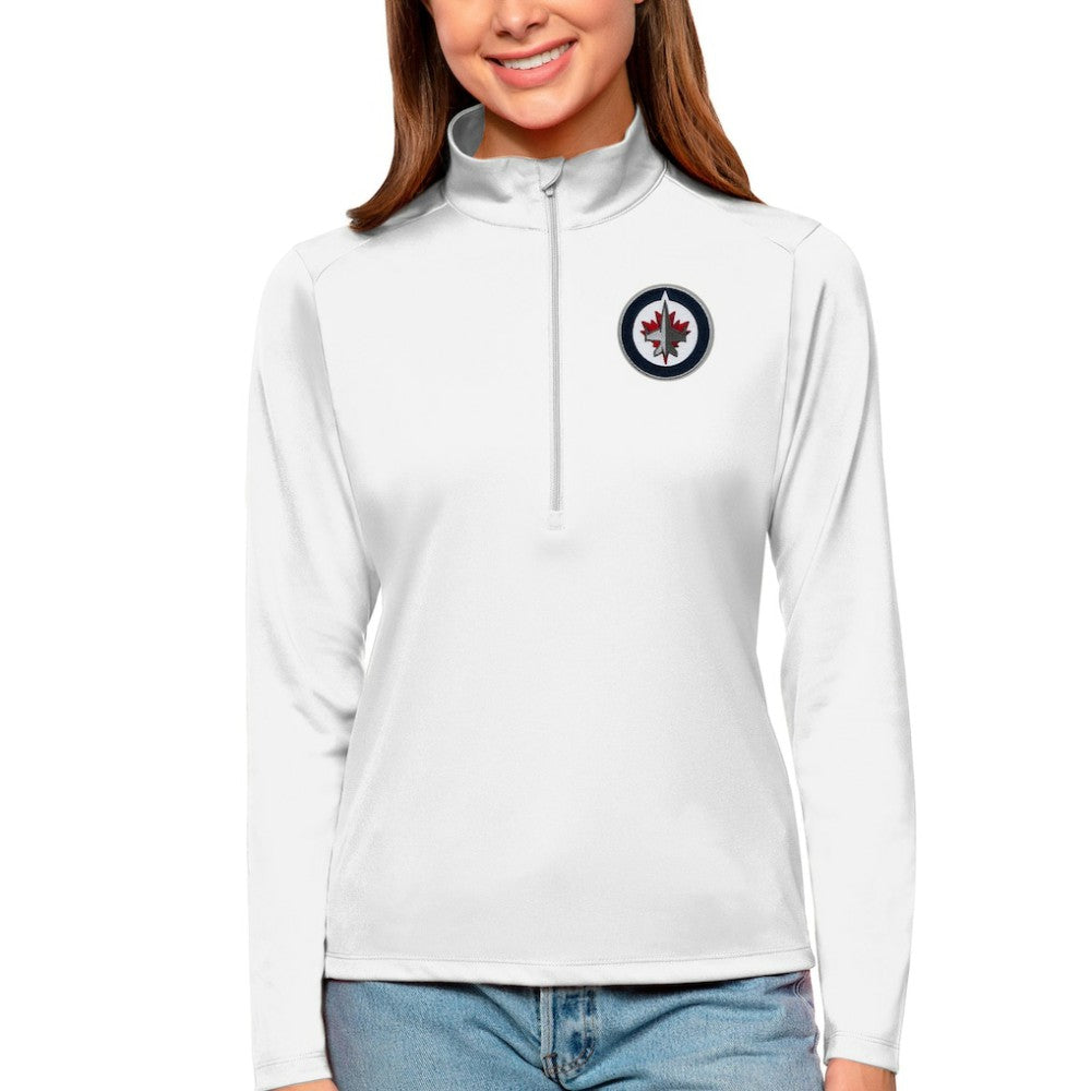 Winnipeg Jets Antigua Women's Tribute Quarter-Zip Pullover Top White
