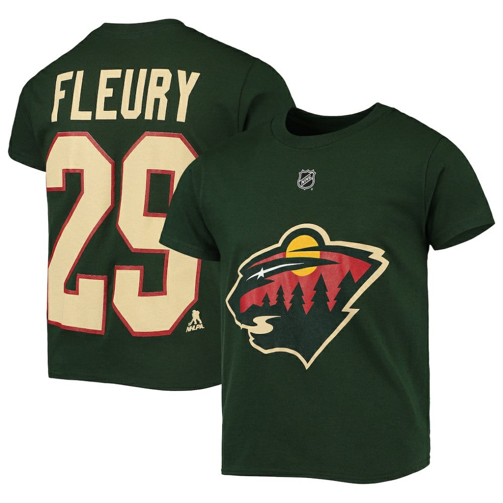 Marc-Andre Fleury Minnesota Wild Youth Player Name & Number T-Shirt Green