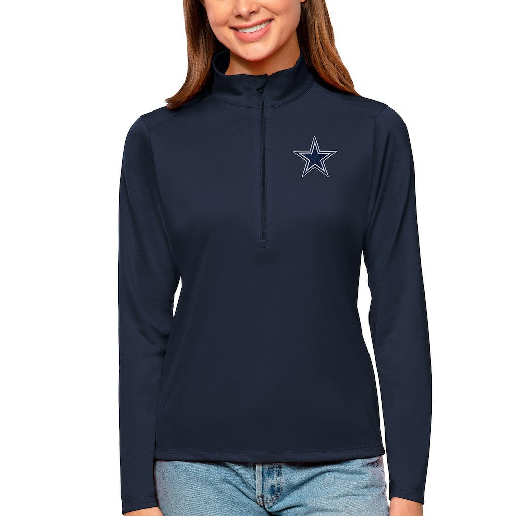 Dallas Cowboys Antigua Women's Tribute Half-Zip Top - Navy outlet