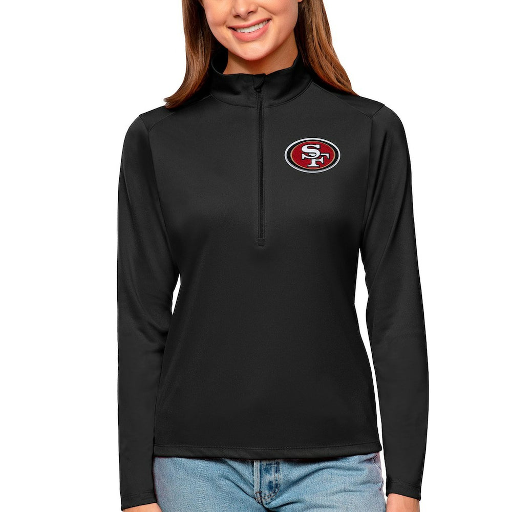 San Francisco 49ers Antigua Women's Tribute Half-Zip Top - Black for sale