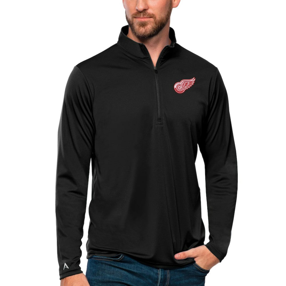 Detroit Red Wings Antigua Tribute Quarter-Zip Pullover Top Black