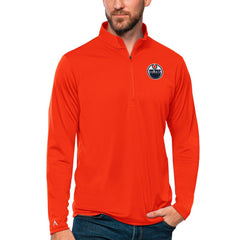 Edmonton Oilers Antigua Tribute Quarter-Zip Pullover Top Orange