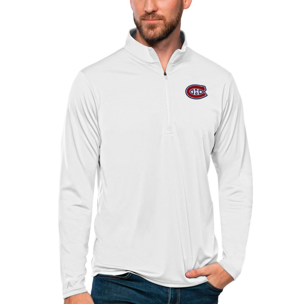 Montreal Canadiens Antigua Tribute Quarter-Zip Pullover Top White