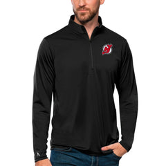 New Jersey Devils Antigua Tribute Quarter-Zip Pullover Top Black