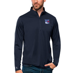 New York Rangers Antigua Tribute Quarter-Zip Pullover Top Navy