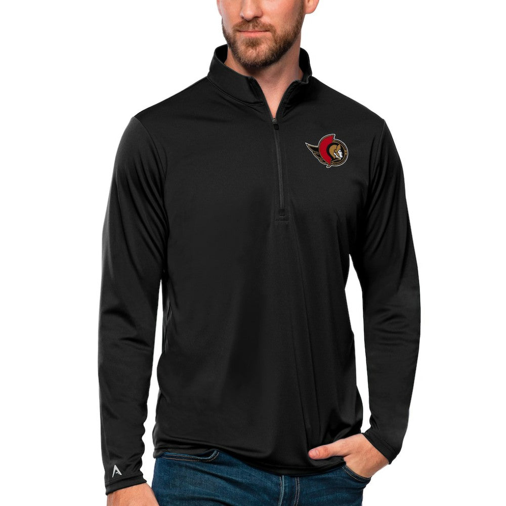 Ottawa Senators Antigua Tribute Quarter-Zip Pullover Top Black