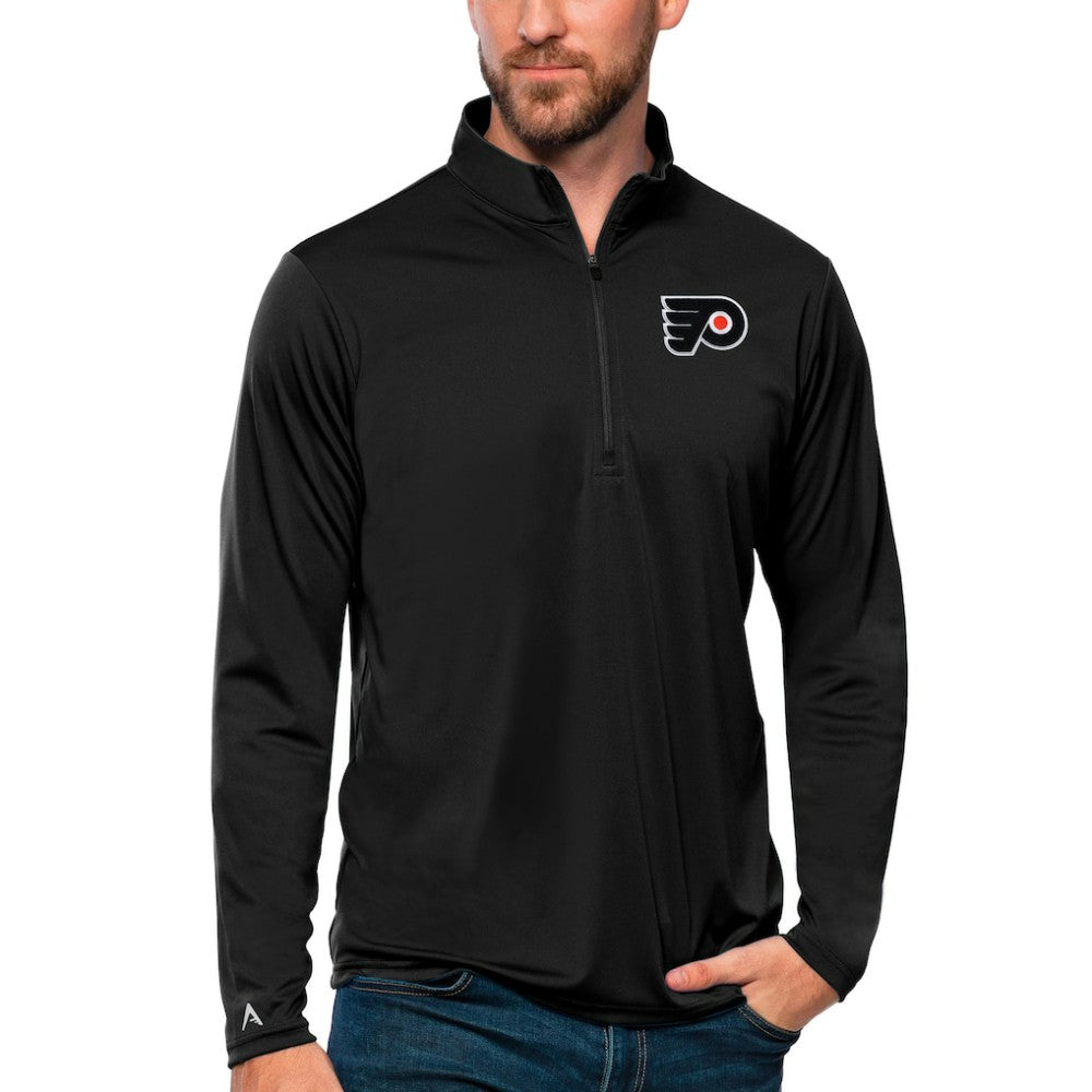 Philadelphia Flyers Antigua Tribute Quarter-Zip Pullover Top Black