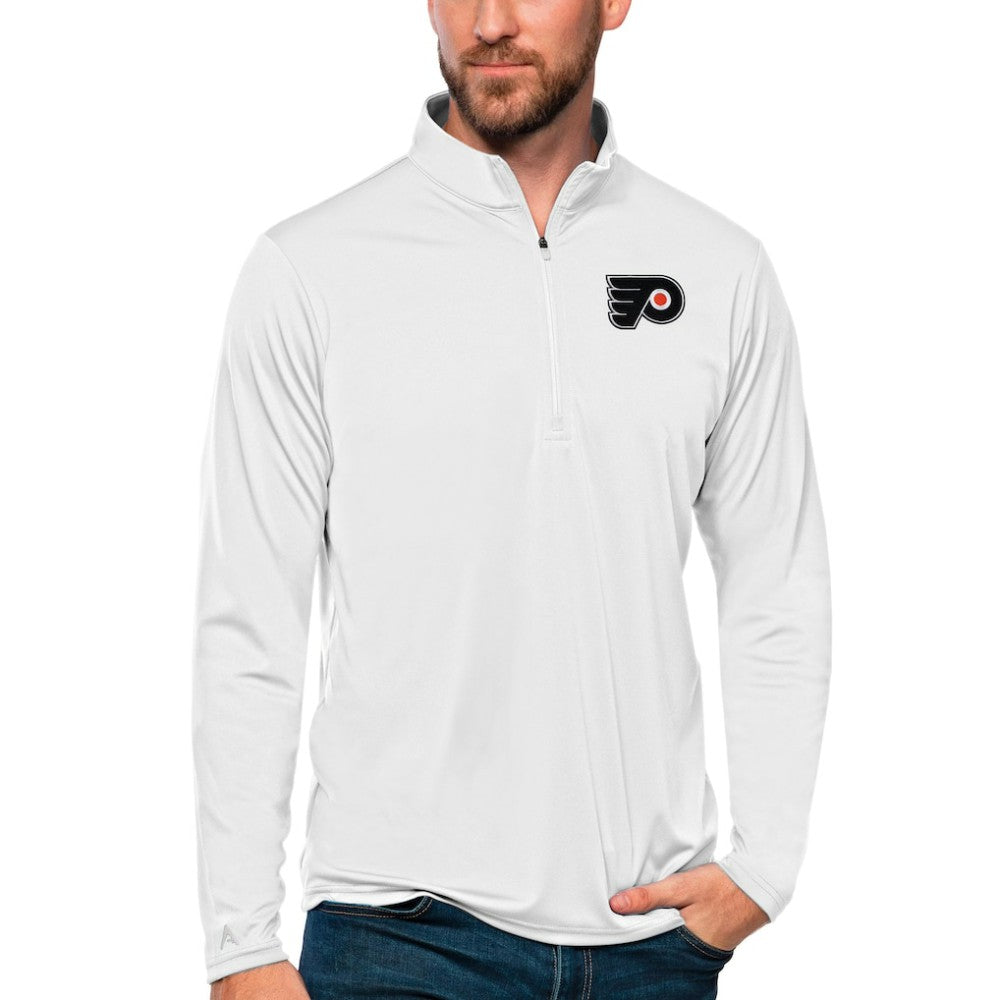 Philadelphia Flyers Antigua Tribute Quarter-Zip Pullover Top White