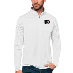 Philadelphia Flyers Antigua Tribute Quarter-Zip Pullover Top White