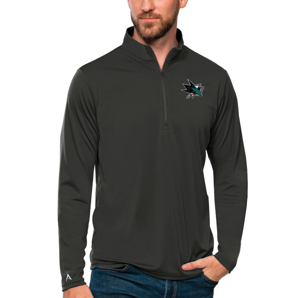 San Jose Sharks Antigua Tribute Quarter-Zip Pullover Top Charcoal