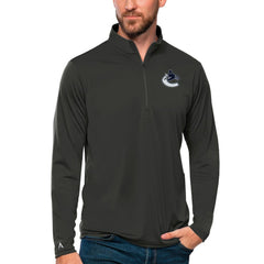 Vancouver Canucks Antigua Tribute Quarter-Zip Pullover Top Charcoal