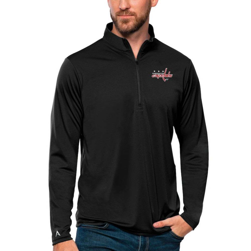 Washington Capitals Antigua Tribute Quarter-Zip Pullover Top Black