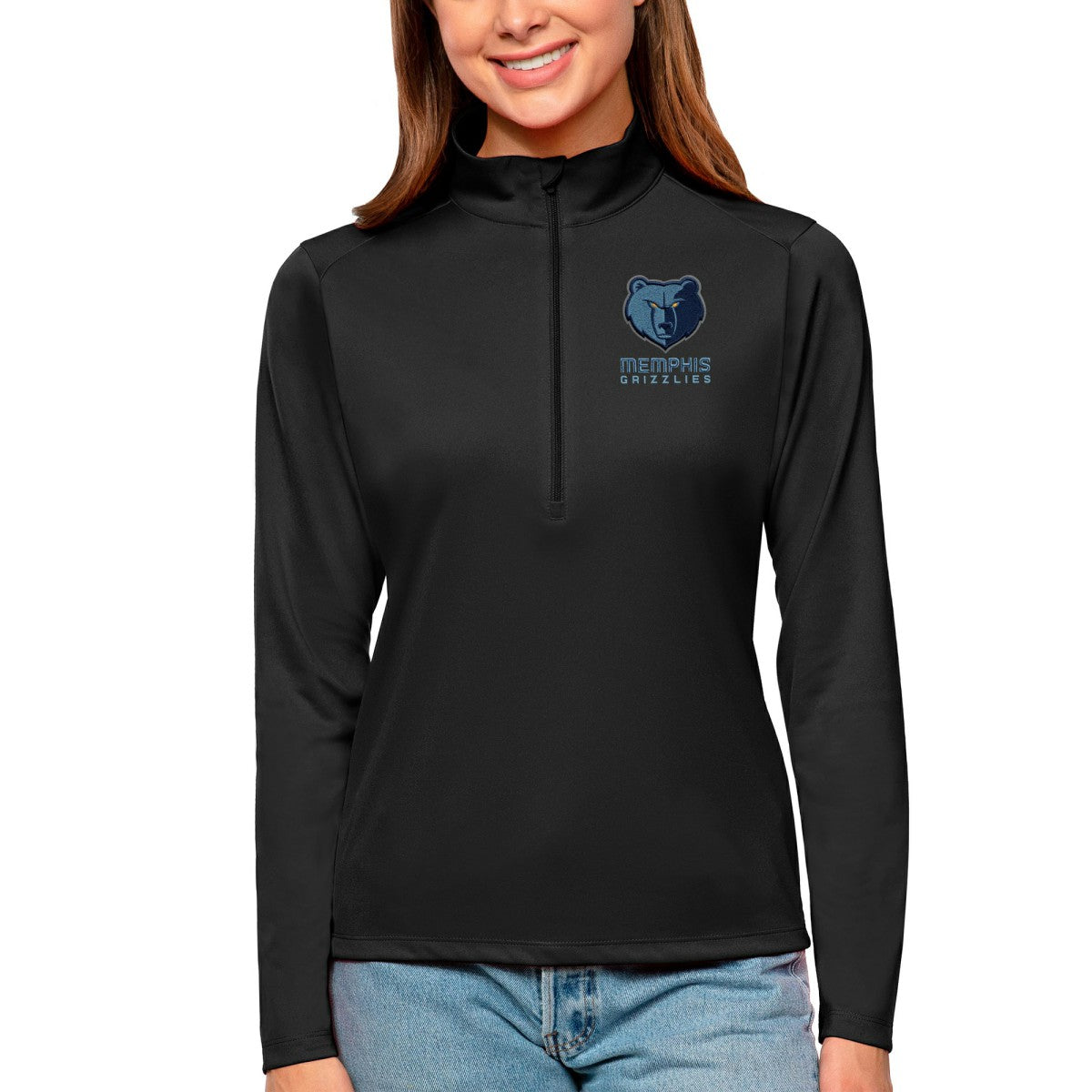 Memphis Grizzlies Antigua Women's Tribute Half-Zip Top - Black online