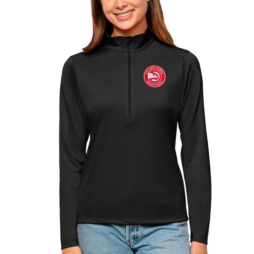 Atlanta Hawks Antigua Women's Tribute Half-Zip Top - Black on sale
