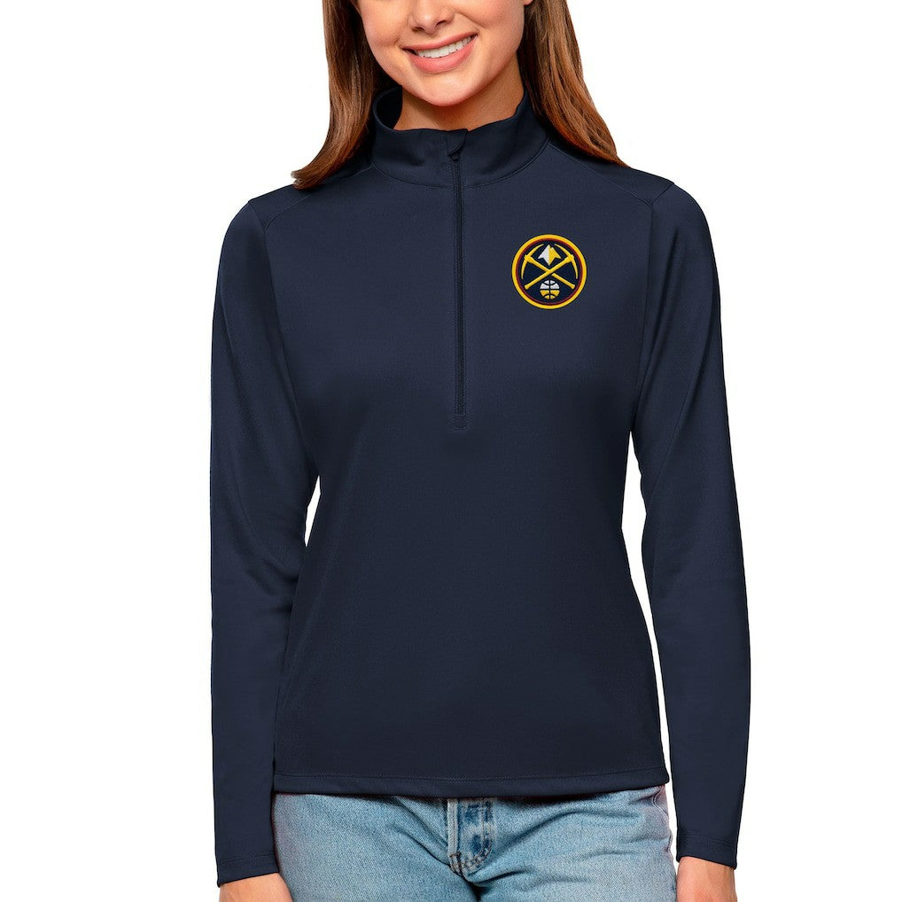 Denver Nuggets Antigua Women's Tribute Half-Zip Top sale - Navy shop