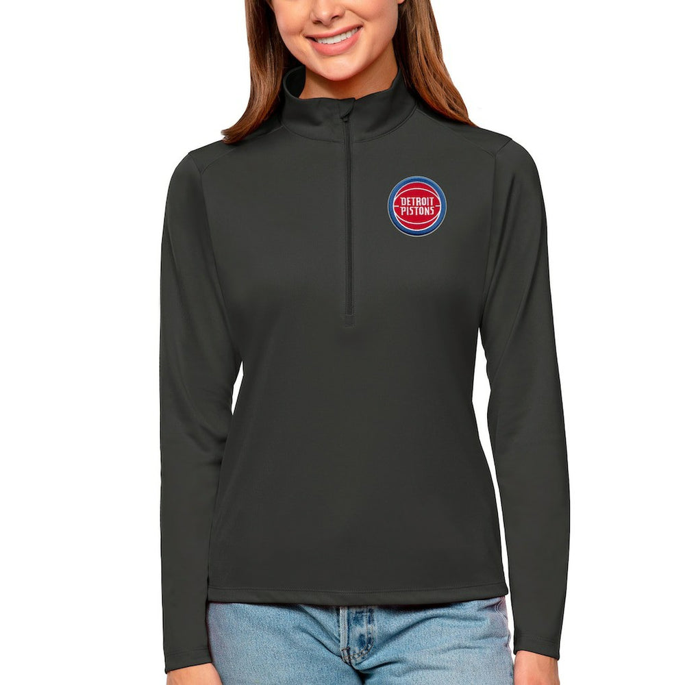 Detroit Pistons Antigua Women's Tribute Half-Zip Top sale - Charcoal shop