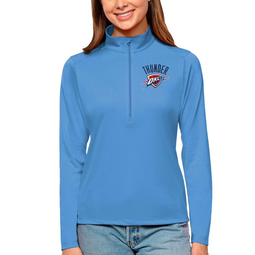 Oklahoma City Thunder Antigua Women's Tribute Half-Zip Top - Blue for sale