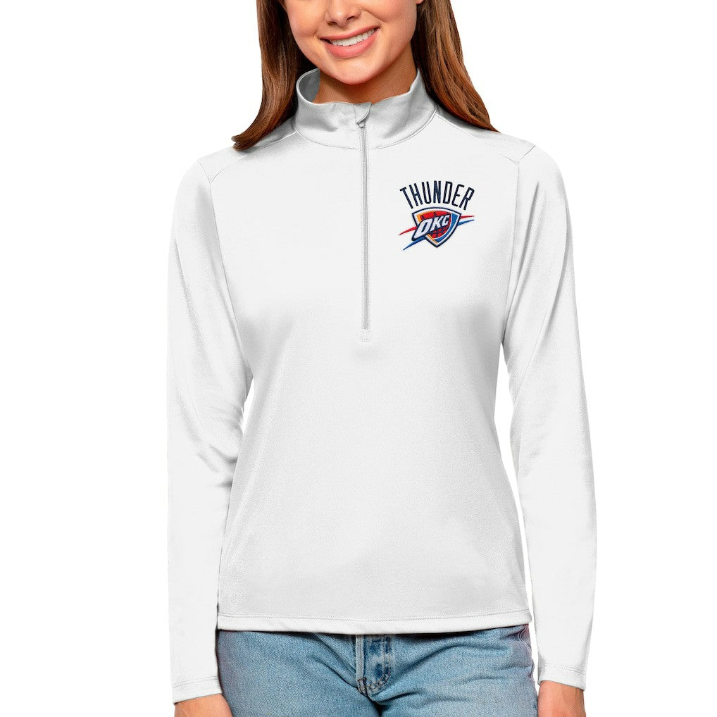 Oklahoma City Thunder Antigua Women's Tribute Half-Zip Top - White discount